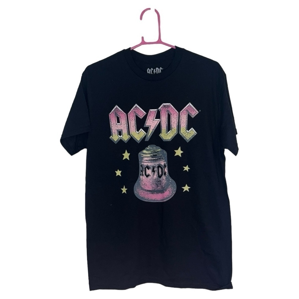 ACDC Bell Graphic Band Tee Women M Black Rock Music T Shirt